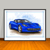 C7 Chevrolet Corvette Muscle Car Art Print - 18" X 24" UNFRAMED