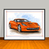 C7 Chevrolet Corvette Muscle Car Art Print - 18" X 24" UNFRAMED