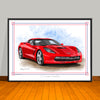 C7 Chevrolet Corvette Muscle Car Art Print - 18" X 24" UNFRAMED