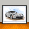 C7 Chevrolet Corvette Muscle Car Art Print - 18" X 24" UNFRAMED