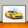 C7 Chevrolet Corvette Muscle Car Art Print - 18" X 24" UNFRAMED
