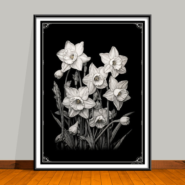 December Birth Flower Art Prints: Featuring the Holly Berry & Narcissus