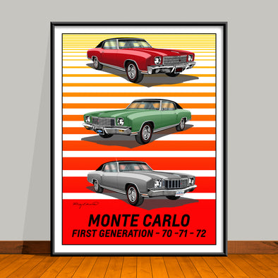 1970, 1971, 1972 First Generation Monte Carlo Art Print - 18" X 24" UNFRAMED