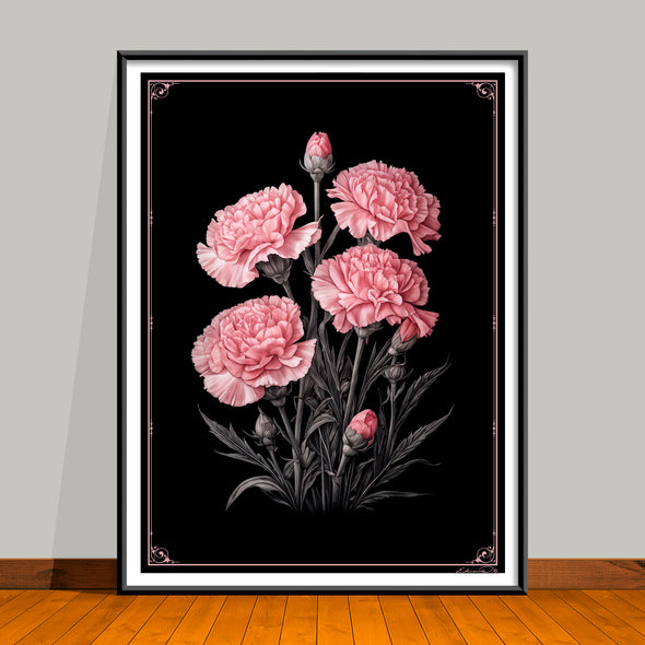 January Birth Flower Art Prints: Featuring the Carnation & Snow Drop