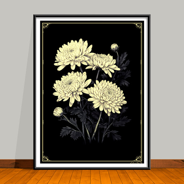 November Birth Flower Art Prints: Featuring the Chrysanthemum