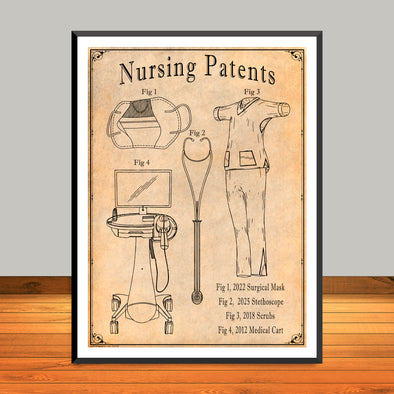 Nursing Patents Collage Art Print - Modern Edition - UNFRAMED