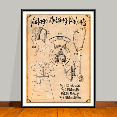 Nursing Patents Collage Art Print - Vintage Edition - UNFRAMED