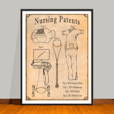 Nursing Patents Collage Art Print - Modern Edition - UNFRAMED