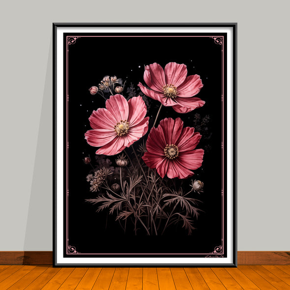 October Birth Flower Art Prints: Featuring the Cosmos & Marigold