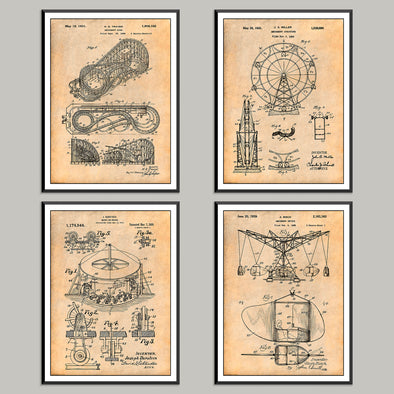 Amusement Ride Set of 4 Patent Prints - UNFRAMED