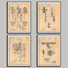 Tattoo Set of 4 Patent Prints - UNFRAMED