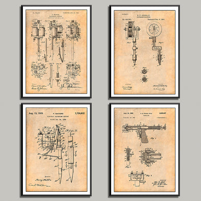 Tattoo Set of 4 Patent Prints - UNFRAMED