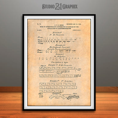 1848 Morse Code Patent Print Antique Paper