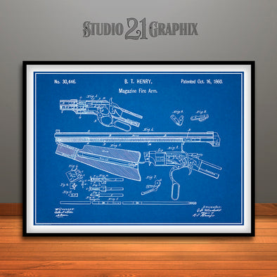 1860 Winchester Repeating Rifle Patent Print Blueprint