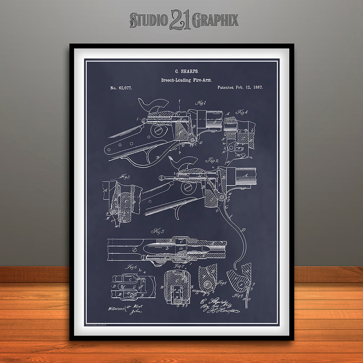 1867 Sharps Breech Loading Rifle Patent Print - UNFRAMED – Studio 21 ...