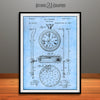 1889 Stopwatch Patent Print Light Blue