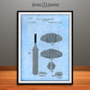 1890 Cricket Bat Patent Print Light Blue