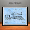 1891 Huber Locomotive Engine Patent Print Light Blue