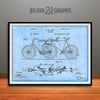 1898 Hunt Tandem Bicycle Patent Print Light Blue