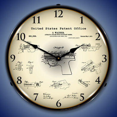 1911 Walther PPK Firearm Patent LED Clock