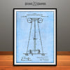 1914 Tesla Tower for Transmitting Electrical Energy Patent Print Light Blue