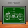 1919 Harley Davidson Motorcycle Patent Print Green