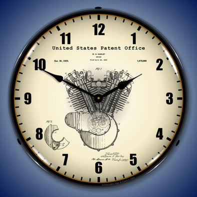 1923 Harley Davidson Engine Patent LED Clock