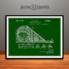 1927 Roller Coaster Patent Print Green