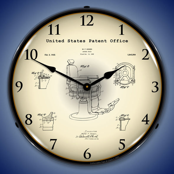1929 Koken Barbers Chair Patent LED Clock