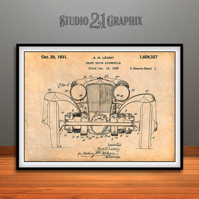 1930 L- 29 Cord Front Drive Automobile Patent Print Antique Paper