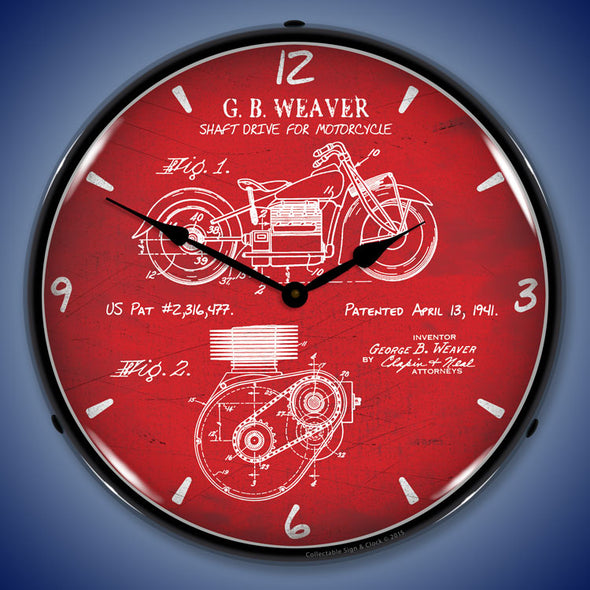 1941 Indian Motorcycle Patent LED Clock