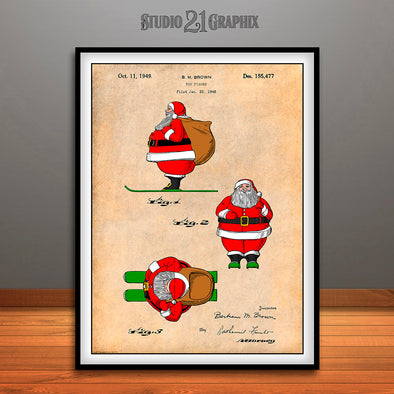 1948 Colorized Santa Claus Patent Print Antique Paper