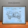 1952 Concrete Mixer Truck Patent Print Light Blue