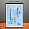 1952 Fender P1 Bass Guitar Patent Print Light Blue
