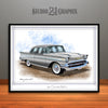 1957 Chevrolet BelAir Muscle Car Art Print Silver by Rudy Edwards