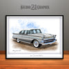 1957 Chevrolet BelAir Muscle Car Art Print Silver with White Top by Rudy Edwards