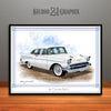 1957 Chevrolet BelAir Muscle Car Art Print White by Rudy Edwards