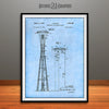 1961 Seattle Space Needle Patent Print Light Blue