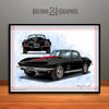 1967 Chevrolet Corvette Muscle Car Art Print Black with Red Hood by Rudy Edwards