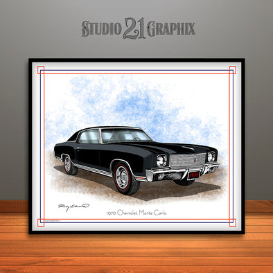 Black 1970 Monte Carlo Muscle Car Art Print By Rudy Edwards
