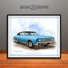Light Blue and Black 1970 Chevrolet Monte Carlo Muscle Car Art Print by Rudy Edwards