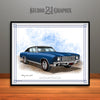Dark Blue and Black 1970 Chevrolet Monte Carlo Muscle Car Art Print by Rudy Edwards