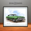 Green and Black 1970 Chevrolet Monte Carlo Muscle Car Art Print by Rudy Edwards