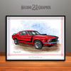 1970 Ford Mustang Boss 302 Muscle Car Art Print, Red