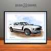 1970 Ford Mustang Boss 302 Muscle Car Art Print, White