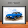 Blue 1970 Pontiac GTO Muscle Car Art Print By Rudy Edwards