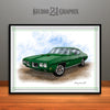Green 1970 Pontiac GTO Muscle Car Art Print By Rudy Edwards