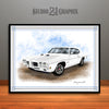 White 1970 Pontiac GTO Muscle Car Art Print By Rudy Edwards