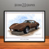 Brown 1976 Chevrolet Corvette Muscle Car Art Print by Rudy Edwards