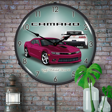 2014 SS Camaro Deep Magenta LED Clock